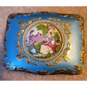 Vintage Metal Casket Trinket Box
